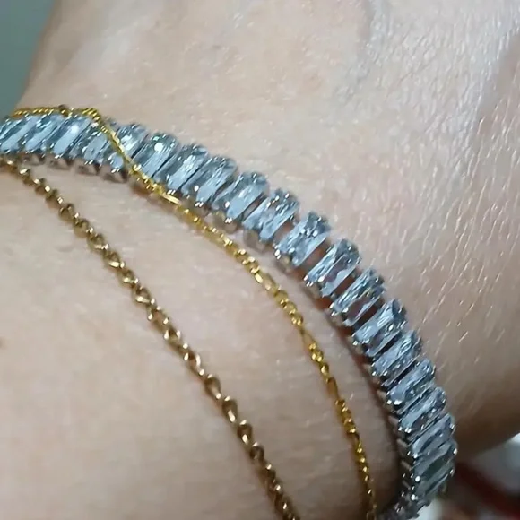Plated synthetic zirconia Women's bracelet silver - Picture 10 of 11